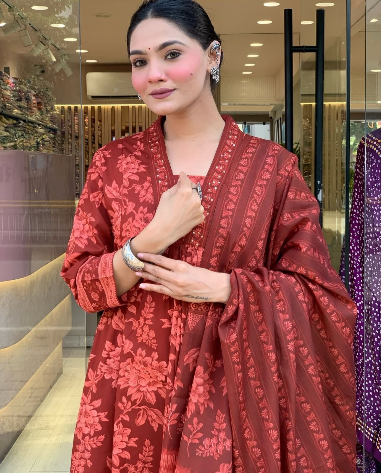 Floral Cotton A-Line Pant Set